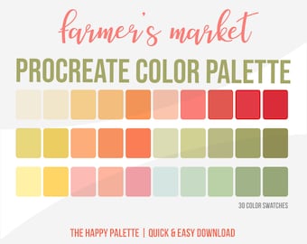 Cute Procreate Color Palette, 30 Procreate Swatches, Digital Art, Procreate Tools For iPad, Rainbow Color Palette, Nature Color Palette