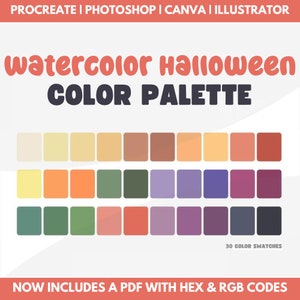 Watercolor Halloween Color Palette: Procreate, Photoshop, Canva (PDF)