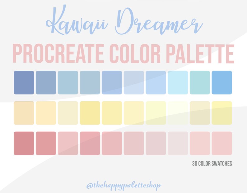 Kawaii Dreamy Procreate Color Palette Lettering Digital Art iPad