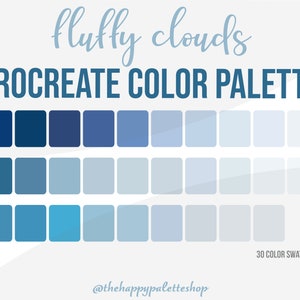 Cloudcore Aesthetic Procreate Color Palette | Lettering | Digital Art | iPad Procreate | Cute Blue Procreate Color Palette