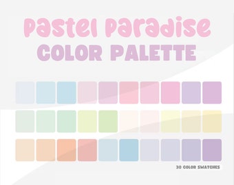 Paleta de colores pastel, códigos hexadecimales, códigos rgb, muestras de procreación, muestras de photoshop, muestras de ilustrador, canva, goodnotes, colores kawaii