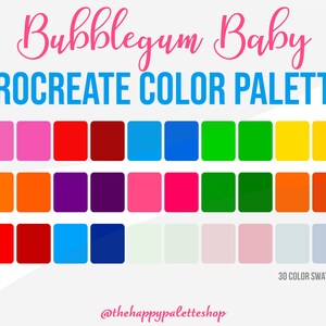Bubblegum Procreate Color Palette | Lettering | Digital Art | Digital Illustration | iPad Procreate | Rainbow Palette | Rainbow Swatches