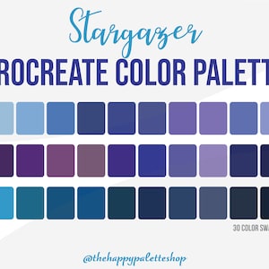 Paleta de colores Blue Procreate / Paleta de colores Summer Procreate / Muestras Procreate / Herramientas Procreate / Letras de iPad / Paleta de colores púrpura
