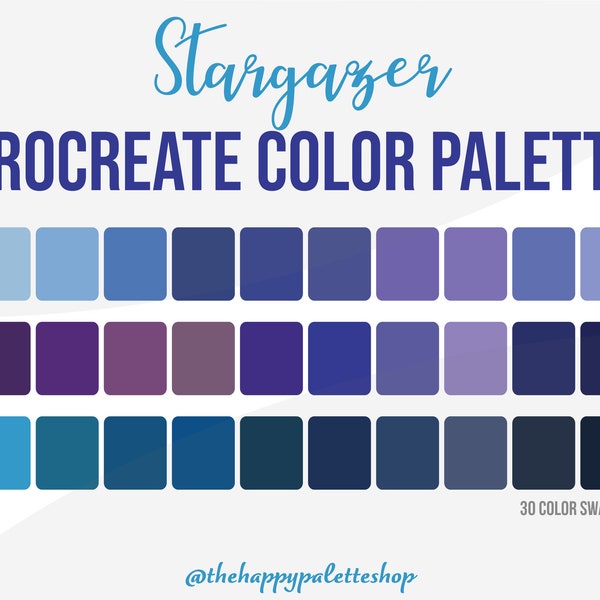 Blue Procreate Color Palette | Summer Procreate Color Palette | Procreate Swatches | Procreate Tools | iPad Lettering | Purple Color Palette