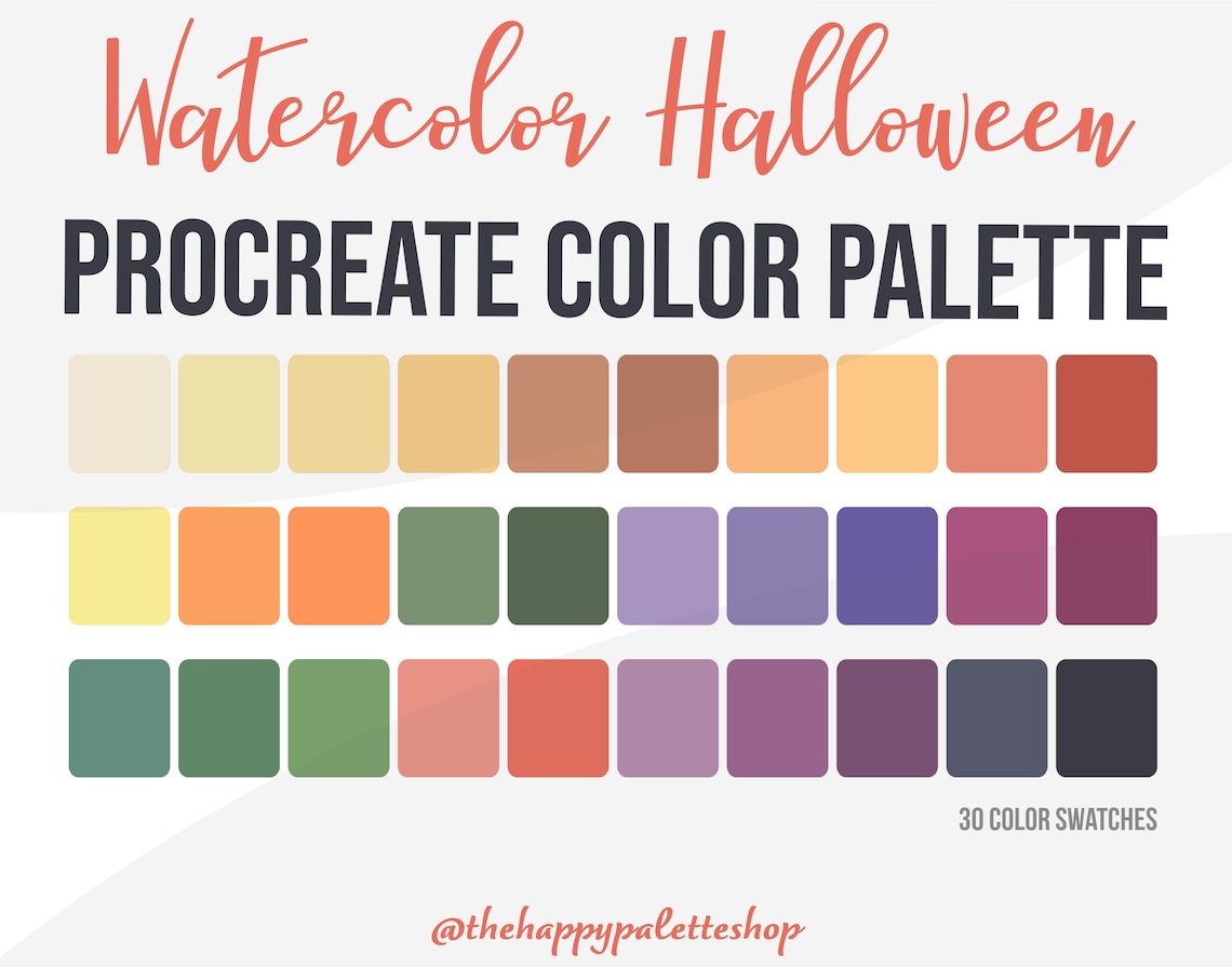 Watercolor Halloween Procreate Color Palette for iPad Lettering and ...
