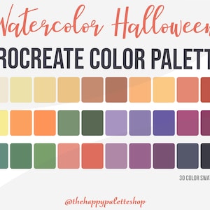 Watercolor Halloween Procreate Color Palette for iPad Lettering and Digital Illustration in Procreate | Fall Procreate Color Palette