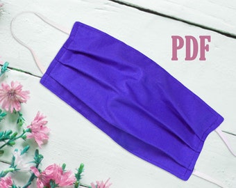 PDF modello maschera facciale, download istantaneo modello maschera facciale, maschera fai da te, PDF con istruzioni passo passo, modello maschera in tessuto, modello maschera in tessuto