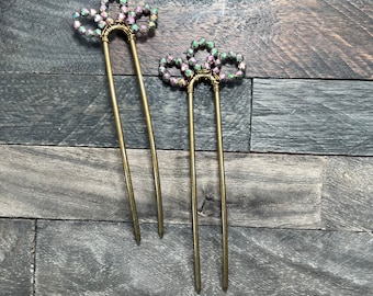 Hematite Coper Hair Fork, Hair Accessories, Hair Pins, Hematite Hair pins