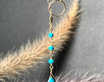 Turquoise Gold filled Lariat Necklace