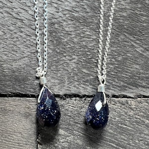 Blue Sandstone Necklace, Dainty Blue Sandstone Necklace, Gemstone Necklace, Minimalist Necklace, Gemstone Jewelry