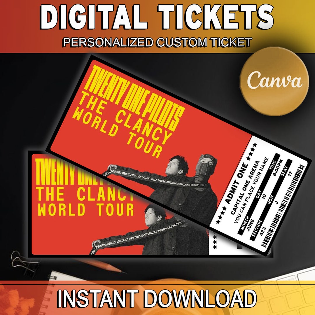 Printable Twenty One Pilots Ticket the Clancy World Tour, Music Concert Show Pass, Surprise Gift
