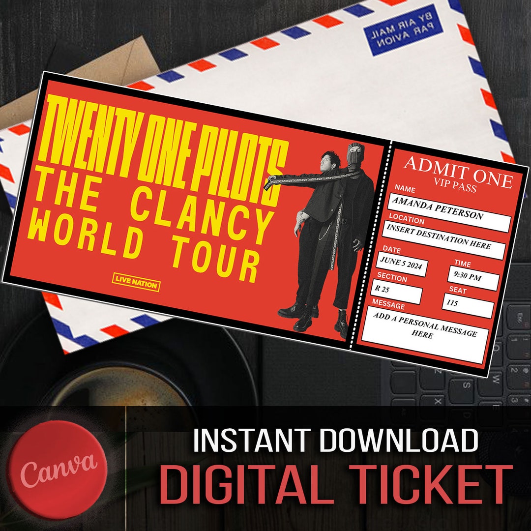 The Clancy World Tour 2024 Ticket, 21 Pilots Tour Ticket, Twenty One