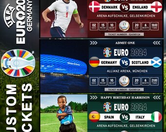 EURO 2024 Digitale tickets om af te drukken, voetbalticket op maat, voetbalticket