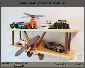 Shelf, Vintage Bi-Plane Large, Airplane Shelf, Wood Airplane , Biplane Decor, Airplane Party Decor, Airplane Bedroom