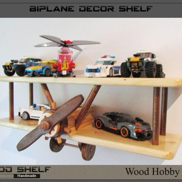 Shelf, Vintage Bi-Plane Large, Airplane Shelf, Wood Airplane , Biplane Decor, Airplane Party Decor, Airplane Bedroom