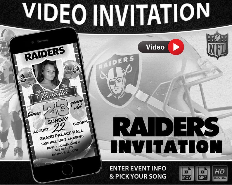 Football birthday invitation with picture Football animated invitation digital Football custom video invitation
