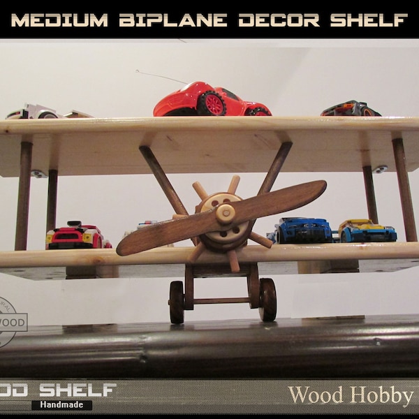 Shelf, Vintage Bi-Plane Medium, Airplane Shelf, Wood Airplane , Biplane Decor, Airplane Party Decor, Airplane Bedroom