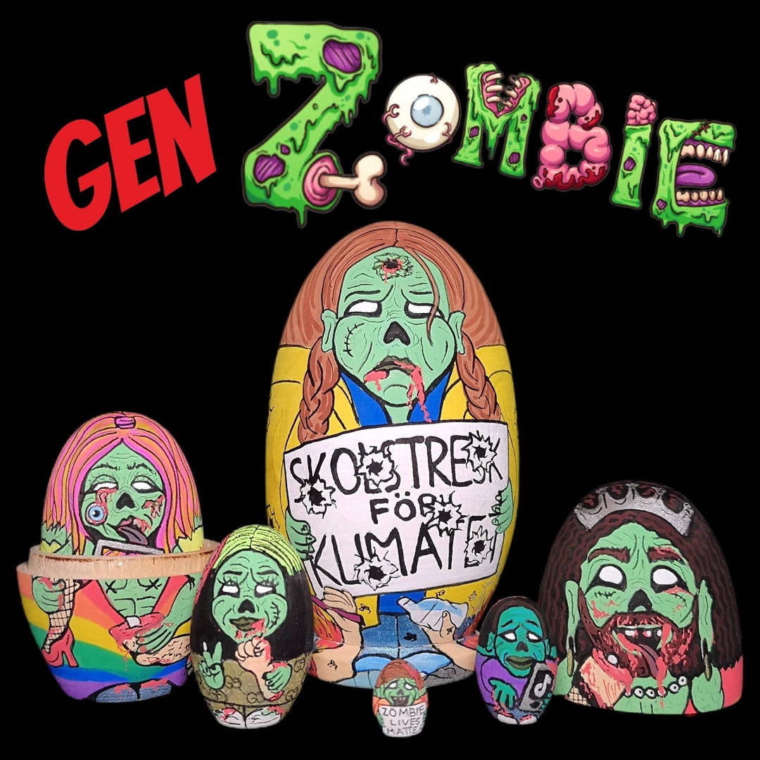 Generation Zombie Nesting Dolls Set Feel Good Art Handpainted