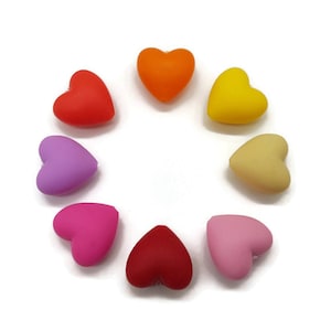 Herz Silikon Perlen 3, 5 oder 10 Stück Mix&Match Herz Perlen 20 mm Sensorische Perlen