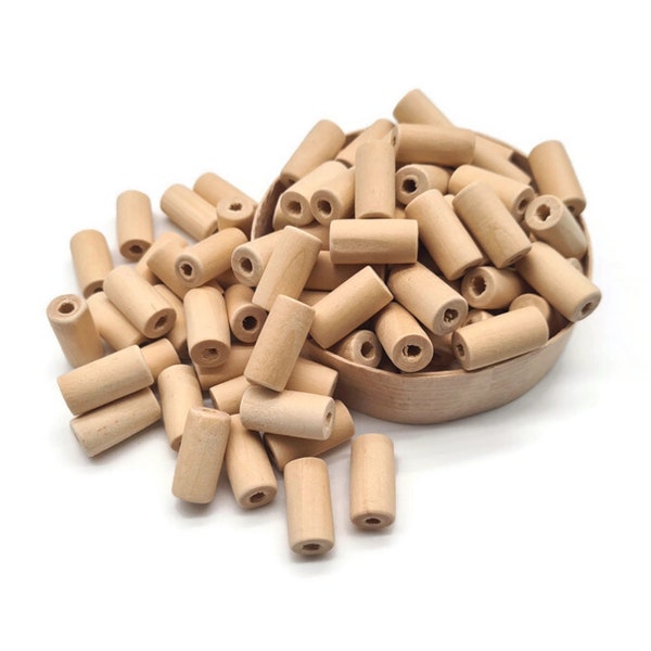 Wood Beads Tube Natural Wooden oblong beads 20 mm 5, 10 or 20 pieces