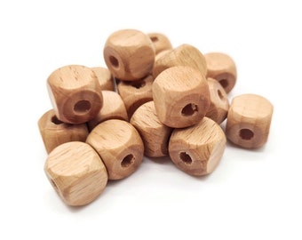 Wooden cube beads beech wood dice 12 mm beads set of 5 , 10 or 20 pieces