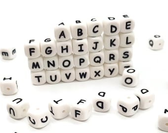 Silicone Letter Beads 1-100 Cubes, Silicone English Alphabet Cubes, Food Grade Silicone, BPA Free