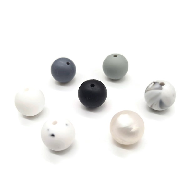 Perles rondes en silicone de 15 mm, lot de 5 ou 10 perles en vrac en silicone de qualité alimentaire