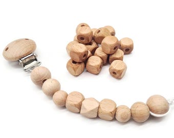 Wooden round beads beech wood 12/14/16/18 mm SET of 5 or 10 pieces