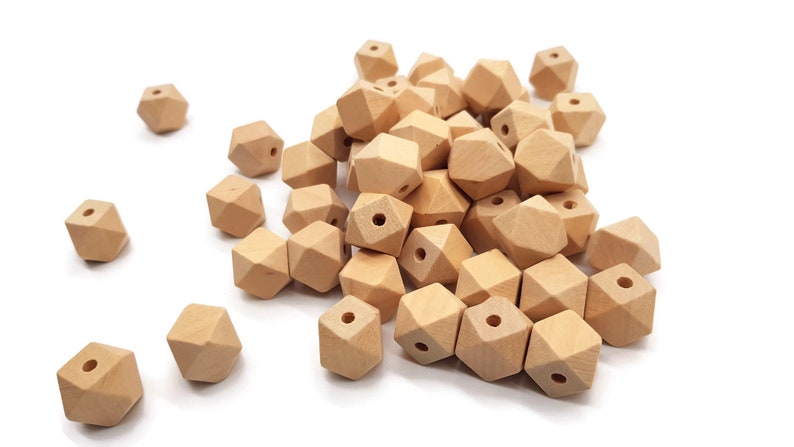 Cuentas de madera Polígono Cuenta hexagonal de madera 12,14 16, 18, 20, 25, 30 mm 5, 10 o 20 piezas imagen 1