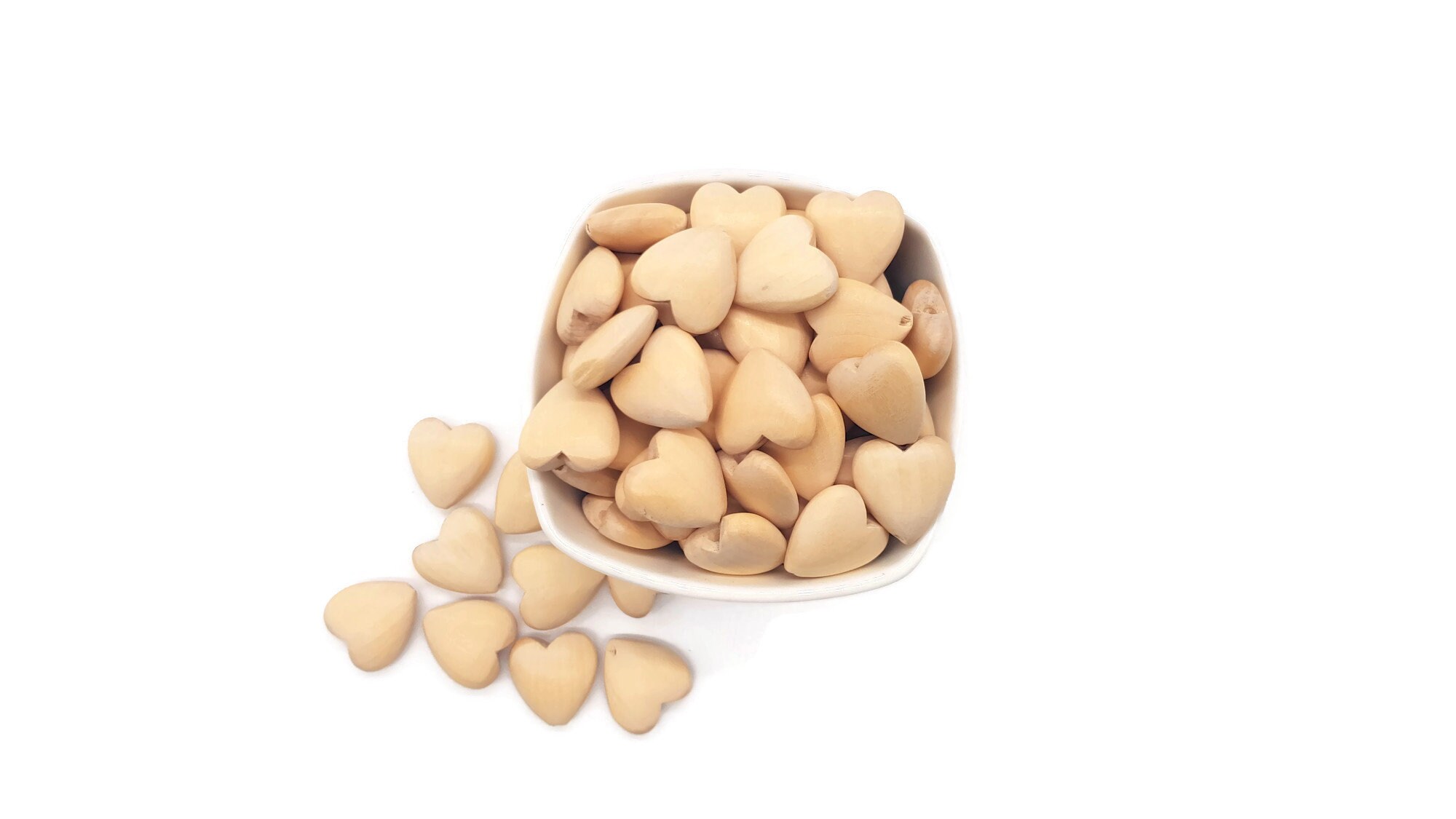 Natural Heart Beads Unfinished Wood Heart Beads Natural Etsy