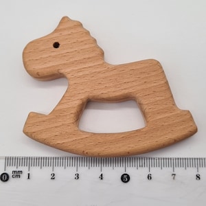 Wooden Animal Teether Natural Beech Wood Unfinished Baby Teething horse