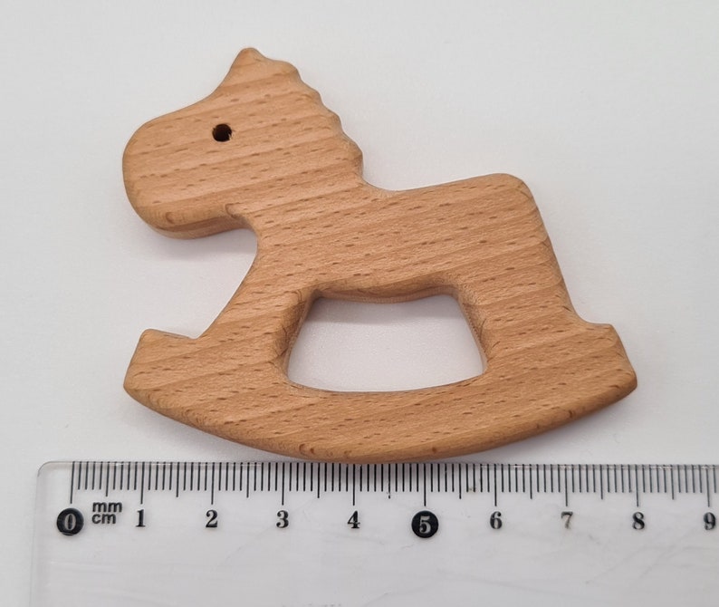 Wooden Animal Teether Natural Beech Wood Unfinished Baby Teething horse