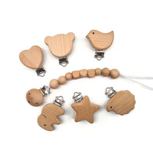 Clip Beukenhout Clip diervormige ketting kinderwagenclip naturel beukenhouten clip afbeelding 2