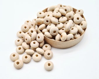 Wooden lentil beads 14 mm set of 10 or 20 wooden loose beads abacus balls