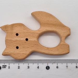 Wooden Animal Teether Natural Beech Wood Unfinished Baby Teething fox