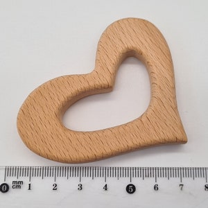 Wooden Animal Teether Natural Beech Wood Unfinished Baby Teething heart