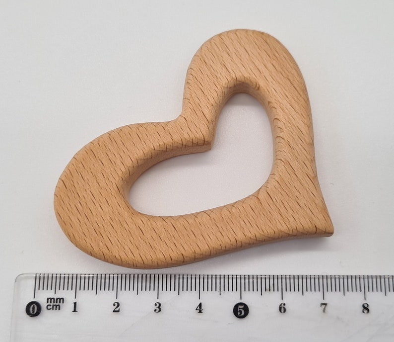 Wooden Animal Teether Natural Beech Wood Unfinished Baby Teething heart