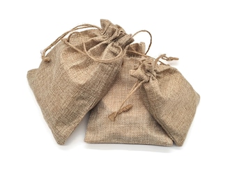 Burlap bag Set of 3 or 5 Country Bags, Canvas Pouch, Small Jute Gift Pouch, Wedding Pouch