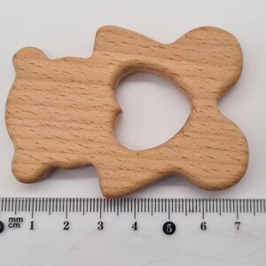 Wooden Animal Teether Natural Beech Wood Unfinished Baby Teething bear