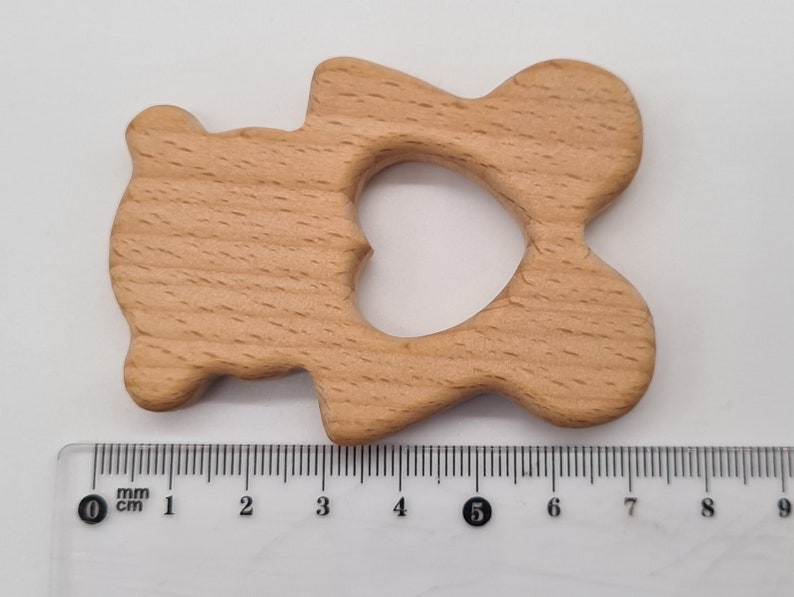 Wooden Animal Teether Natural Beech Wood Unfinished Baby Teething bear
