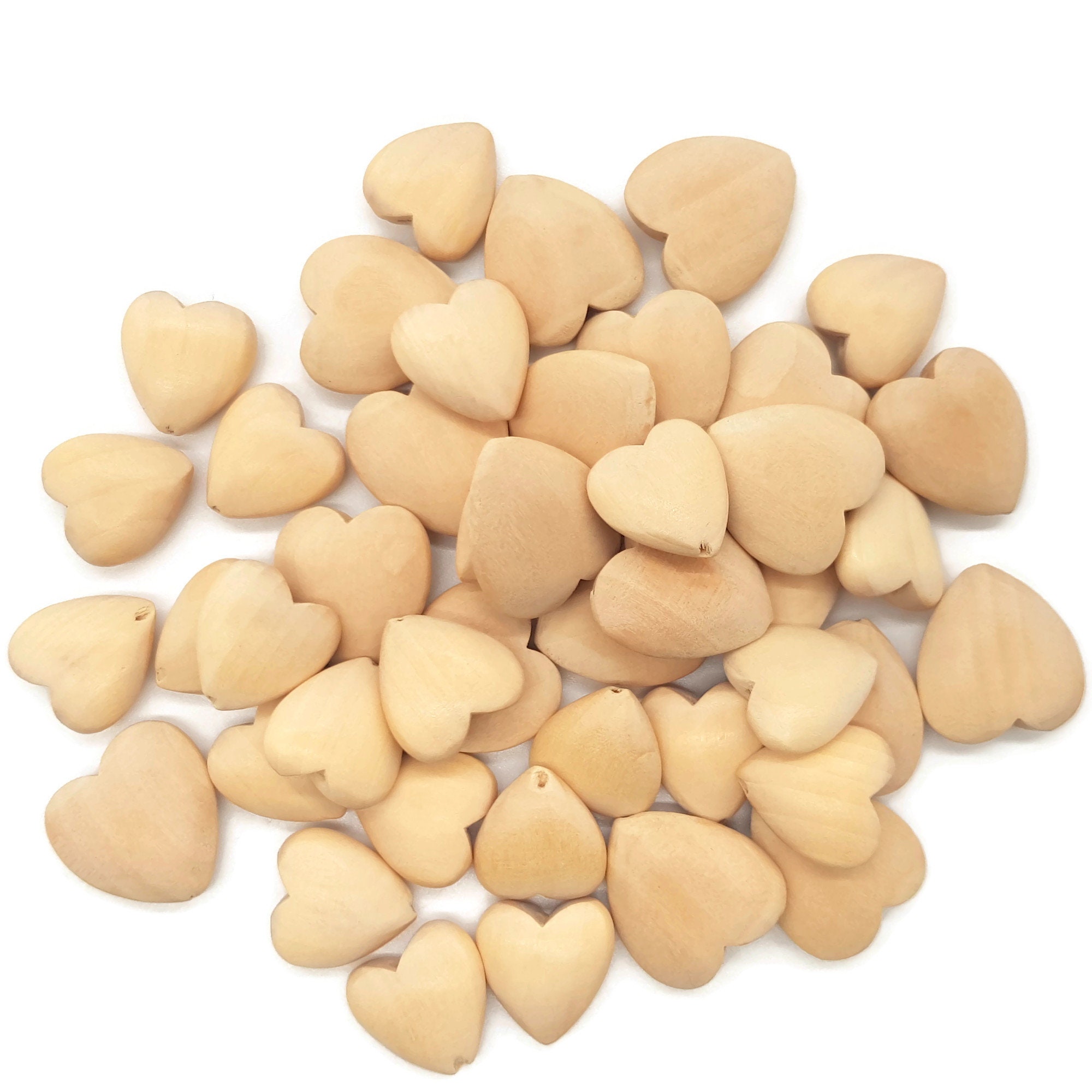 Natural Heart Beads Unfinished Wood Heart Beads Natural Etsy