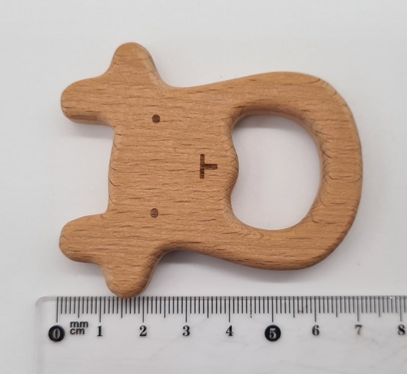 Wooden Animal Teether Natural Beech Wood Unfinished Baby Teething deer