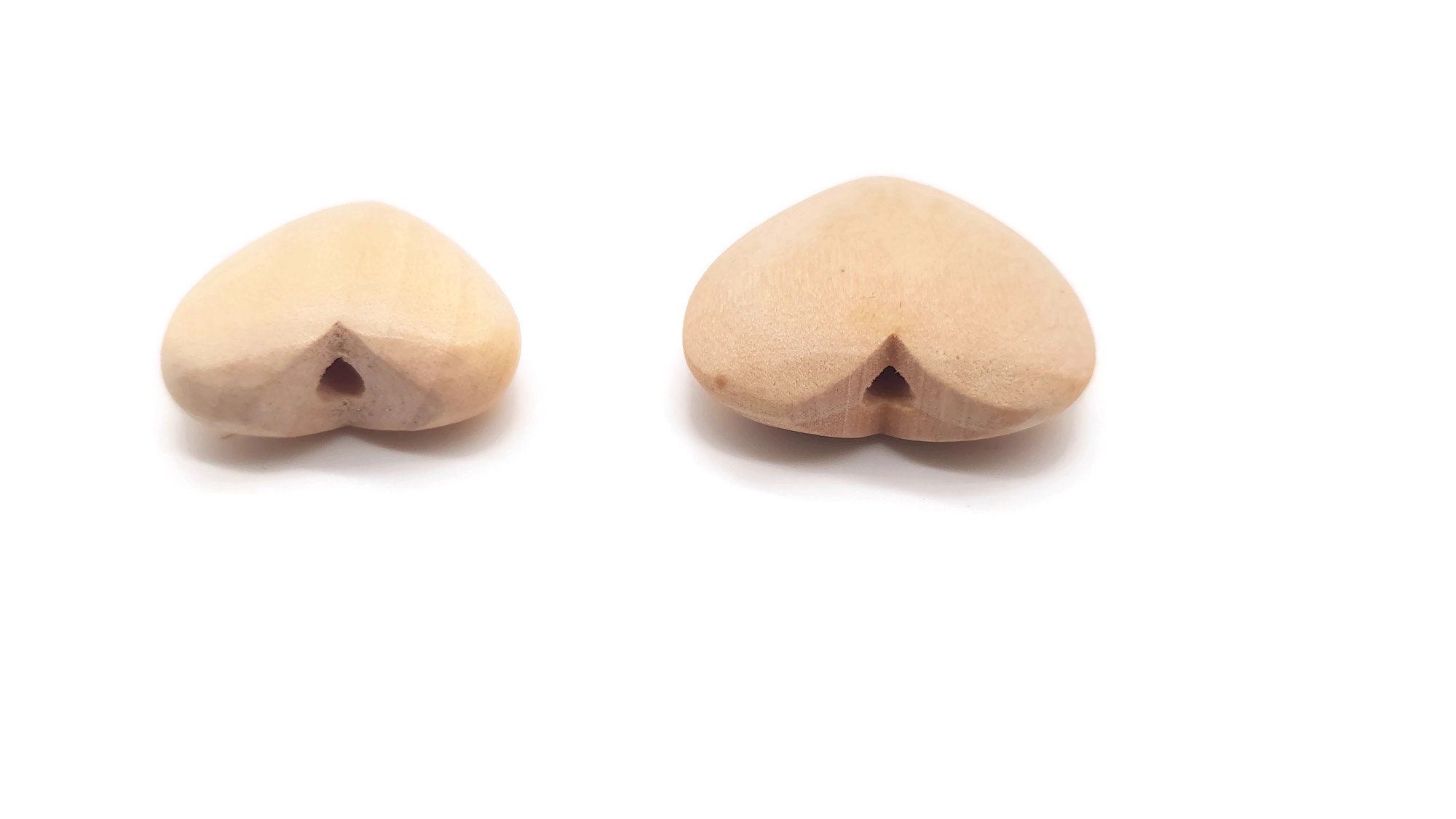 Natural Heart Beads Unfinished Wood Heart Beads Natural Etsy