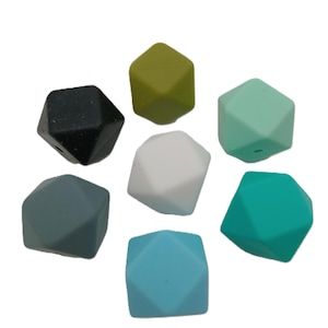 Silicone beads 17mm hexagon food grade silicone beads set of 3, 5 or 10 sensory beads
