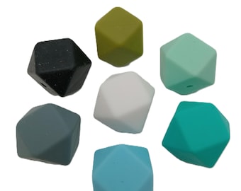 Silicone beads 17mm hexagon food grade silicone beads set of 3, 5 or 10 sensory beads