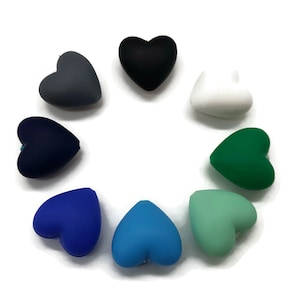 Herz Silikon Perlen 3, 5 oder 10 Stück Mix&Match Set aus 20 mm Perlen