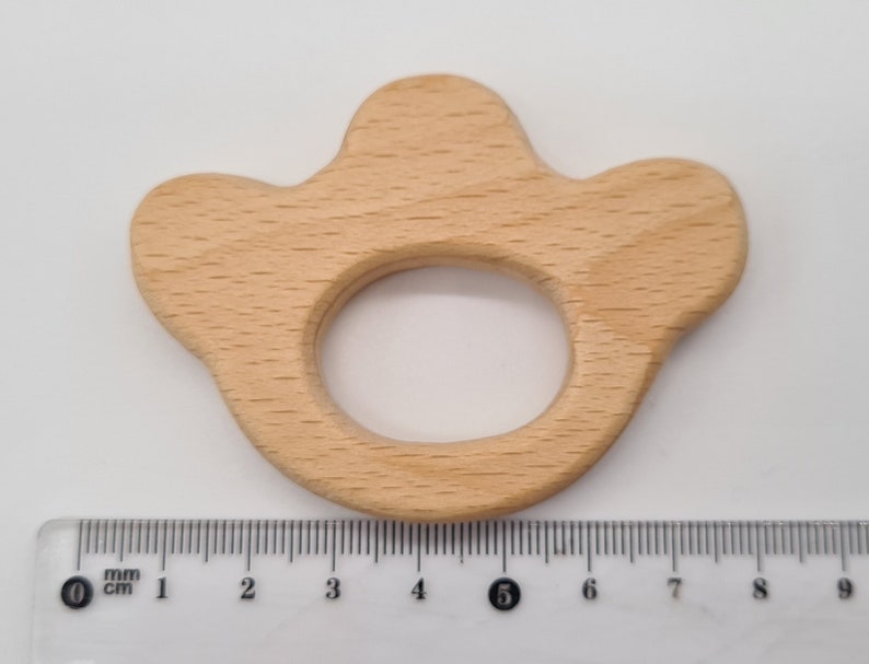 Wooden Animal Teether Natural Beech Wood Unfinished Baby Teething crown