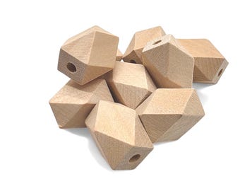 Wood Beads Hexagon Tube Wooden Wood  bead 22 mm 5, 10 or 20 pieces