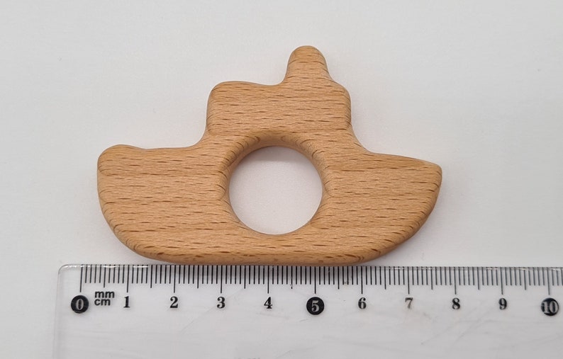 Wooden Animal Teether Natural Beech Wood Unfinished Baby Teething ship