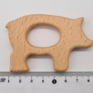 Wooden Animal Teether Natural Beech Wood Unfinished Baby Teething pig